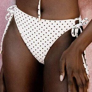 Peony NWT Side Tie Bikini Bottoms in Biscotti Polka Dot size US 2